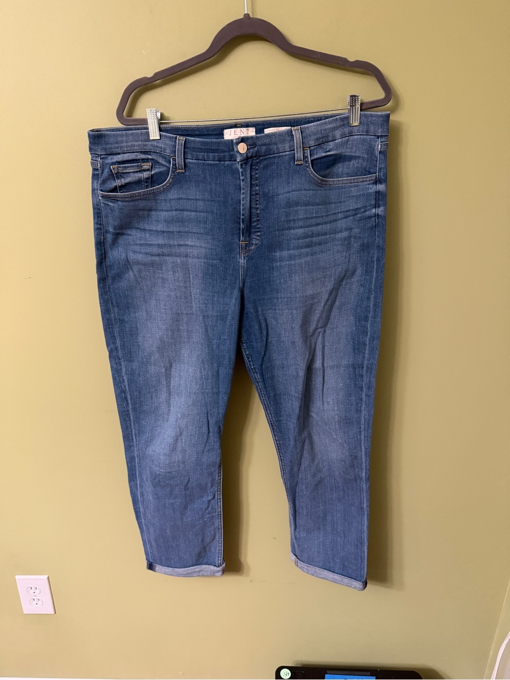 Jen7 Seven For All Mankind Jeans Sz 18 Straight Crop and Roll